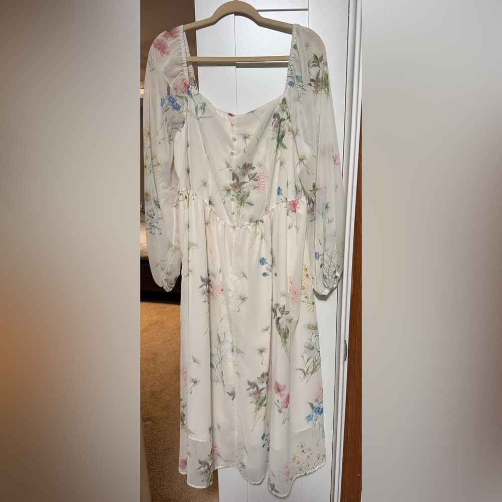 Floral Sheer Long Sleeve Dress